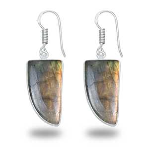 Pendientes de labradorita de formas surtidas en joyería al por mayor hecha con latón y recubierta con chapado en plata para un acabado refinado - Product Image 6