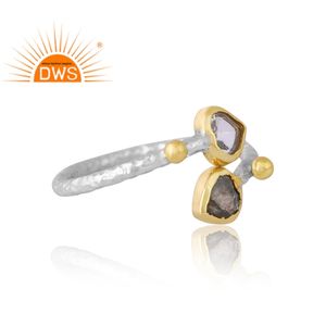 แหวนพลอยควอตซ์และลาบราดอไรต์คริสตัลสีเงินธรรมชาติดีไซน์ใหม่เครื่องประดับที่กำหนดเองสำหรับผู้หญิงของขวัญสำหรับผู้หญิงสำหรับเธอ - Product Image 4