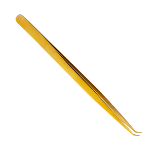 Ensemble de pincettes d'extension de cils en acier inoxydable finition or de haute qualité Pince à cils de marque privée du Pakistan avec pointe en fibre - Product Image 2