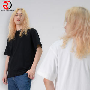 เสื้อยืดคอกลมแขนสั้นสำหรับผู้ชายและผู้หญิงทรงหลวมเปิดไหล่ผ้าฝ้ายหนาออกแบบได้ตามที่ต้องการ - Product Image 3