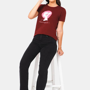 100% algodón sólido Casual cuello redondo manga corta transpirable verano Mujer camiseta personalizable - Product Image 5