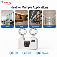 Lumière d'urgence murale à double spot LED, boîtier ABS IP30, batterie Li-ion 1800 mAh, 3 heures d'autonomie, pour l'intérieur et l'extérieur des bâtiments