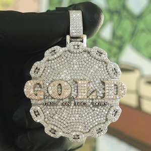 จี้เพชรโมอิสทรงกลมสไตล์ฮิปฮอปจี้เสน่ห์ของขวัญแต่งงานสำหรับผู้ชาย925เงินสเตอร์ลิง - Product Image 2