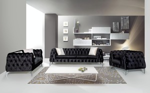 Juego de Sofás Chesterfield de Lujo con Cubierta de Madera Maciza, Modular, de Tres Plazas, con Estructura de Aglomerado, Duradero y Cómodo para Sala de Estar - Product Image 5