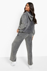 Conjunto de Sudadera con capucha y pantalones de chándal con lavado ácido personalizado, ropa de calle para mujer, sudaderas con capucha con tinte anudado para mujer, Stone Wash Distress - Product Image 2