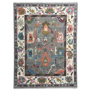 พรมขนสัตว์อูชักแบบคลาสสิกถักด้วยมือจากเปอร์เซีย คุณภาพสูง ออกแบบโดยดีไซเนอร์ชาวอเมริกัน ขนสั้น ดีไซน์แบบตะวันออกโบราณ ทนทาน ไม่ลื่น - Product Image 1