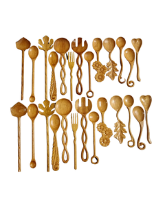 Cuillère Vintage en bois Vietnam petite cuillère en bois couverts ustensile couverts longue poignée en bois massif cuillère à café fourchette - Product Image 2