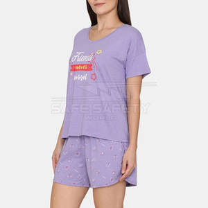 Ensembles courts d'été deux pièces pour femmes Polyester/coton mélangé léger respirant décontracté manches courtes couleur personnalisée haute - Product Image 2