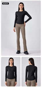 Women's Long Sleeve Gym Fitness Workout Shirts Elastic Waist Wholesale New <b>Thin</b> <b>Tight</b> Training Running Sports Breathable Yoga - Product Image 4