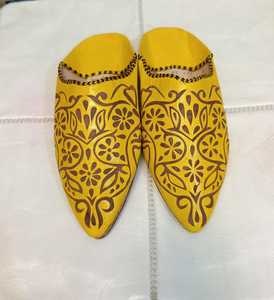Babouches marocaines en cuir faites à la main, motif gaufré, chaussures arabes traditionnelles, mules plates, plusieurs couleurs, vente en gros - Product Image 2