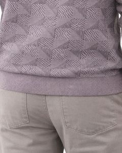 Suéter Polo de Punto Texturizado Personalizado para Hombre, Manga Larga, Cuello con Botones, Informal, para Invierno, Color Gris Malva, para Suministro al por Mayor - Product Image 6