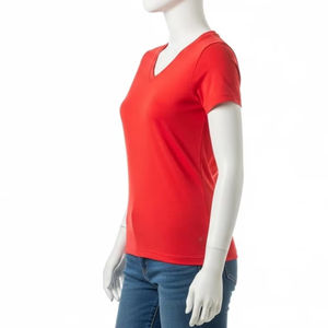 Camisetas de Poliéster con Cuello en V para Mujer, Ligeras, Transpirables, de Manga Corta, Informales, para Uso Diario, Venta al por Mayor, OEM, Exportación - Product Image 3