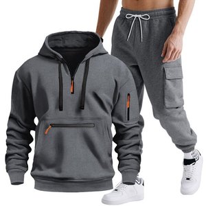 Hombre Cargo a juego Casual Top camisetas pantalones capuchas traje sudadera chándales para hombre con capucha - Product Image 1