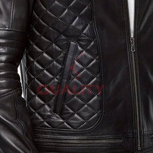 Veste en cuir moderne pour hommes avec des poches à fermeture éclair au profil lisse et une doublure légère pour un usage quotidien élégant - Product Image 3