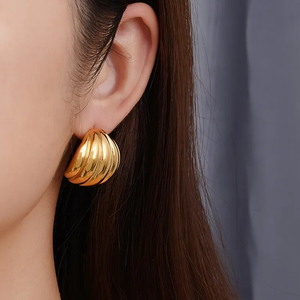 1 Pair of 18K Gold Plated Simple Style Geometric 304 Stainless Steel <b>Stud</b> <b>Earrings</b> <b>Fashionable</b> Ear <b>Studs</b> - Product Image 2