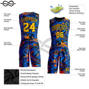 Camiseta de baloncesto uniforme de baloncesto envío rápido sublimado hombres personalizado en blanco azul 100% poliéster BSCI, venta al por mayor, ropa deportiva - Product Image 6