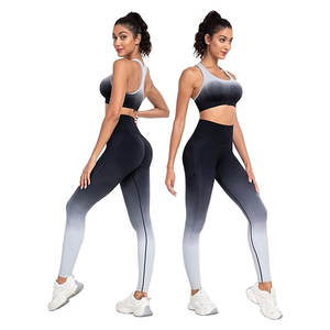 Wholesale Custom High Quty 2pcs <b>Yoga</b> Set Plus Size Gym Fitness Sets for Women Soft Fabric <b>Leggings</b> and Bra Customized Styles - Product Image 5