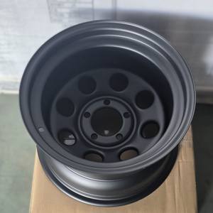 रेटॉप 15x10 5x114.3 -44 मैट ब्लैक सॉफ्ट 8 स्टील व्हील 15 "16" 17 "18" 20 "इंच 5x120 5x127 5x139.7 5x150 6x139.7 स्टील रिम - Product Image 4