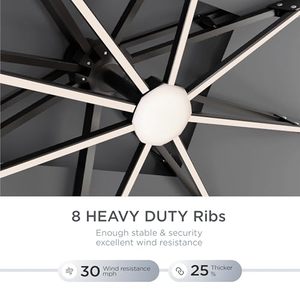 Luxury Modern 10x13 FT Double Top Waterproof Anti-UV Aluminum Market <strong>Umbrella</strong> Dimmable LED For <strong>Outdoor</strong> Patio <strong>Umbrella</strong> - Product Image 3