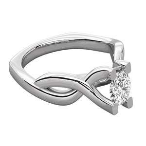 Bague de fiançailles solitaire en diamant rond pour elle - Product Image 6