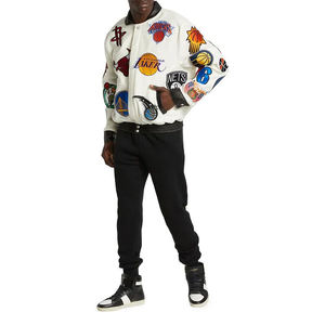 Servicio OEM, Chaqueta Universitaria de Lana Personalizada al por Mayor para Hombre, Estilo Urbano, con Cuello Alto, Mangas de Cuero, Cuero de Vaca Curtido, Bordado - Product Image 4