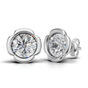 Boucles d'oreilles clous en diamant de laboratoire certifié IGI, taille ronde, monture closée, en or 18 carats, avec fermoir à vis - Product Image 1