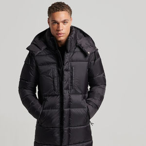 Chaqueta acolchada de moda con diseño de logotipo personalizado para hombre de invierno 2025, Chaqueta larga con capucha elegante de Pakistán - Product Image 3