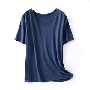 T-shirts courts à col en U avec logo personnalisé pour femmes Maillot respirant en coton doux de créateur Grande taille Service OEM Vente en gros Bangladesh - Product Image 4