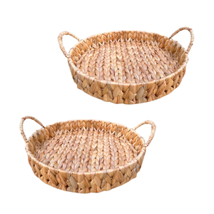 Handcrafted WATER HYACINTH TRAY FRUIT STORAGE <b>BASKET</b> <b>with</b> <b>Handles</b> Stylish & Functional Vietnam Factory - Product Image 1