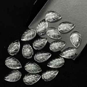 Perles en cristal de quartz naturel transparent en forme de feuille, 14 mm, sculptées à la main, briolette, breloques en forme de feuille - Product Image 4