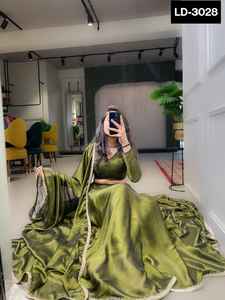 Style indien Fantaisie Rangoli Soie Plaine Lehenga choli avec Rangoli Soie Dupatta avec bordure En Dentelle pour le Mariage et Partie Porter Choli - Product Image 4