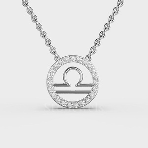 Thiên Bình Hoàng Đạo Kim Cương Vòng Cổ-Sterling Bạc Igi Chứng Nhận Bướm Thiết Kế Lấp Lánh Thiên Cân Bằng Hài Hòa Cho Phụ Nữ Của - Product Image 3
