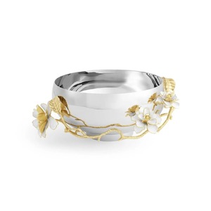 Juego de 3 cuencos decorativos bajos de orquídeas, piezas elegantes con acabado plateado, perfectas para la Mesa de la oficina en casa o para uso en fiestas de la India - Product Image 1