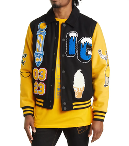 Logos brodés personnalisés vestes de baseball universitaire en laine support de style High Street pour hommes vestes Letterman avec patch piment personnalisé - Product Image 2