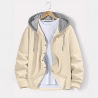 Nouvelle veste décontractée à capuche pour homme, avec poche et boutons, à manches longues, pour le printemps et l'automne