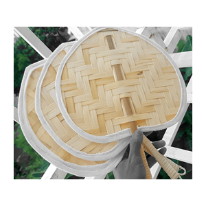 Éventail tissé fait à la main décor rotin éventails à main bambou raphia en forme de coeur de haute qualité à partir de 99GD - Product Image 6