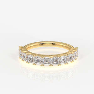 Asscher Cut Moissanite Diamond Wedding Band Sterling Silver <b>Ring</b> - Product Image 1