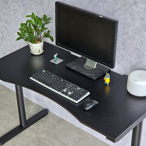 TaUP GD68056 Ergonomic Gaming Desk Natural Wood with <b>Iron</b> Legs Carbon Surface Adjustable Height for Home Office or Bedroom - Product Image 4