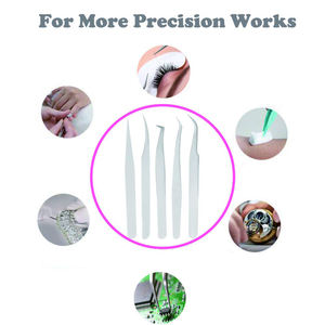 Pinzas de precisión para pestañas Punta de fibra de acero inoxidable alemán Calidad profesional para extensiones de pestañas y aislamiento - Product Image 2