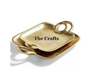 Plateau de service en aluminium couleur argent en vrac avec forme carrée taille personnalisée hôtel et maison vaisselle plateau de service - Product Image 4