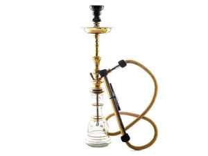 Chicha Farida de luxe en laiton laqué, modèle Lemonade, à un niveau, sculptée à la main, ensemble de fumage de chicha - Product Image 6