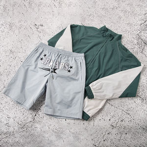 Veste coupe-vent d'hiver en coton imperméable pour homme, deux pièces, avec short patchwork et logo personnalisé éco-responsable - Product Image 1