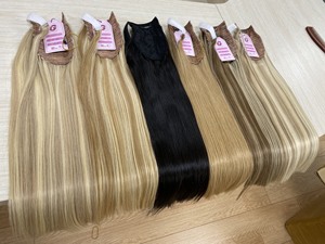 Extensión de paquete de cabello humano de cola de caballo 100% crudo vietnamita Remy Natural proveedor precio al por mayor Clip en - Product Image 4