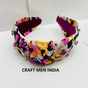 2025 nouveaux bandeaux perlés faits à la main pour les femmes fête et soirée bandeaux en tissu accessoires de cheveux lumineux et multicolore élégant - Product Image 3