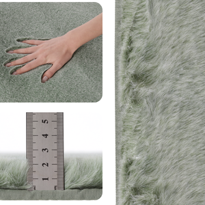 พรมขนสัตว์เทียมลายทวีดสีมิ้นท์ นุ่มฟู กันลื่น ขนาด 75x150 ซม. - Product Image 2