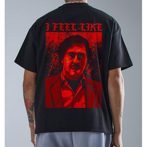 Gran oferta de Camiseta estampada de manga corta con hombros caídos y cuello redondo para hombre, Camiseta estampada de gran tamaño para hombre de Pablo Escobar - Product Image 4