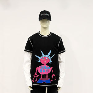 Patch personnalisé en détresse T-shirt double couche à décoloration au soleil Unisexe Poids lourd GSM 100% Coton Lavage à l'acide T-shirts à manches longues - Product Image 6