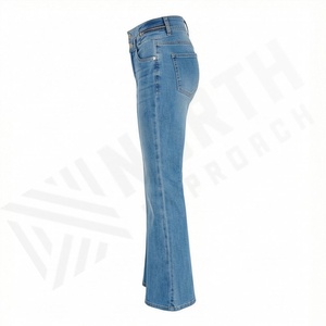 Jeans Rectos de Cintura Media para Mujer, Personalizados, de Mezclilla Elástica, con Cierre de Botones, Lavado Arena, Casuales, de Secado Rápido, Premium y a la Moda - Product Image 3