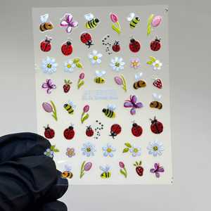 Adesivi per Unghie A10jet 3D con Api, Farfalle e Motivi Floreali - Stile Estivo, Adesivi per Unghie Fai-da-Te - Product Image 1