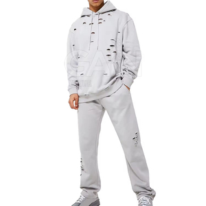 Best Arrival Solid Plain Color Men Distressed Tracksuits Breathable Winter Wholesale Low MOQ Customizable - Product Image 1